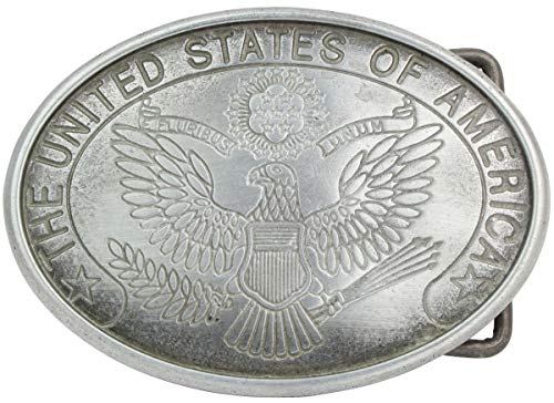 BELTINGER Gürtelschnalle United States of America 4,0 cm | Buckle Wechselschließe Gürtelschließe 40mm Massiv | für Reit-Outfit | Altsilber von BELTINGER