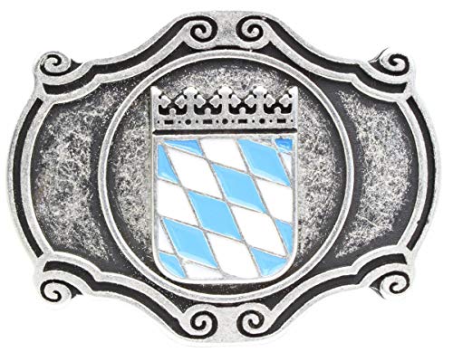 BELTINGER Gürtelschnalle Wappen Bayern 4,0 cm | Buckle Wechselschließe Gürtelschließe 40mm Massiv | Für die Tracht | Altsilber mit Emaille von BELTINGER