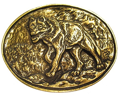 BELTINGER Gürtelschnalle Wolf 4,0 cm | Buckle Wechselschließe Gürtelschließe 40mm Massiv | für Jagd-Outfit | Wechselgürtel bis 4cm | Altmessing von BELTINGER