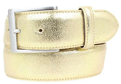 BELTINGER Herren-Gürtel Metall-Optik Echt Leder 4 cm | Leder-Gürtel Metallic-Look 40mm für Herren | Hochwertiger Metall-Ledergürtel | Gold 105cm von BELTINGER