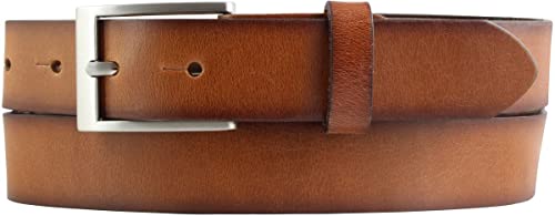 BELTINGER Herren-Gürtel Vintage-Look 3 cm | Jeans-Gürtel aus Vollrindleder für Herren 30mm | Mit geschwärzten Kanten | Cognac 80cm von BELTINGER