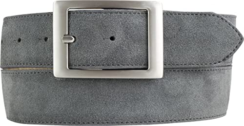 BELTINGER Herren-Gürtel aus Veloursleder mit Doppel-Schnalle 4 cm | Velour-Ledergürtel für Herren 40mm | Wildleder-Gürtel 4cm | Dunkelgrau 110cm von BELTINGER