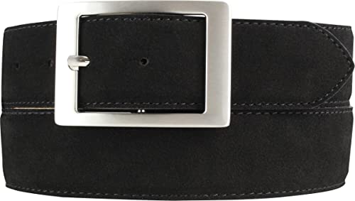 BELTINGER Herren-Gürtel aus Veloursleder mit Doppel-Schnalle 4 cm | Velour-Ledergürtel für Herren 40mm | Wildleder-Gürtel 4cm | Schwarz 100cm von BELTINGER