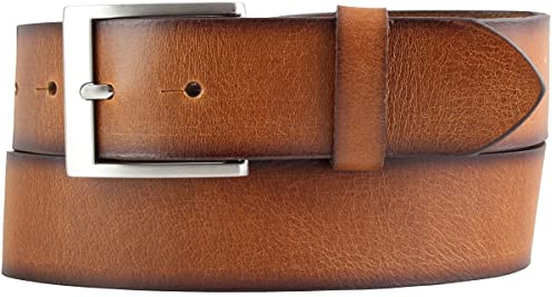 BELTINGER Herren-Gürtel aus Vollrindleder Vintage-Look 4 cm | Jeans-Gürtel für Herren 40mm | Mit geschwärzten Kanten | Cognac 100cm von BELTINGER