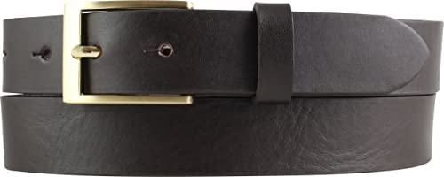 BELTINGER Herren-Gürtel aus Vollrindleder mit goldenern Gürtelschnalle 3 cm | Anzug-Gürtel für Herren 30mm | Chino-Gürtel mit Schnalle gold | Braun 100cm von BELTINGER