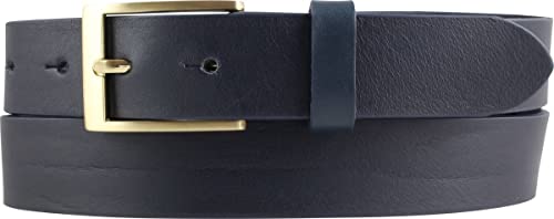 BELTINGER Herren-Gürtel aus Vollrindleder mit goldenern Gürtelschnalle 3 cm | Anzug-Gürtel für Herren 30mm | Chino-Gürtel mit Schnalle gold | Marine 105cm BELTINGER Herren-Gürtel aus Vollrindleder mit goldenern Gürtelschnalle 3 cm | Anzug-Gürtel für Herren 30mm | Chino-Gürtel mit Schnalle gold | Marine 105cm von BELTINGER