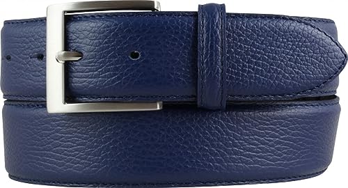 BELTINGER Herren-Gürtel aus gemasertem Leder mit Steppnaht 4 cm | Hochwertiger Ledergürtel mit Pigmentprägung 40mm Herren | Jeans-Gürtel 4cm | Blau 95cm von BELTINGER