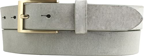 BELTINGER Herren-Gürtel aus weichem Vollrindleder Vintage-Look 3 cm | Leder-Gürtel für Herren mit goldener Gürtelschließe 30mm | Schmaler Gürtel Used-Look | Hellgrau 115cm von BELTINGER