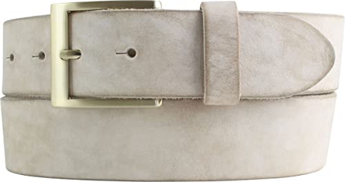 BELTINGER Herren-Gürtel aus weichem Vollrindleder Vintage-Look 4 cm | Jeans-Gürtel für Herren 40mm | Ledergürtel mit goldener Gürtelschließe Used-Look | Mist 100cm von BELTINGER