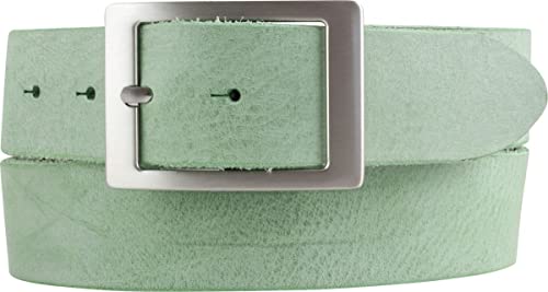 BELTINGER Herren-Gürtel aus weichem Vollrindleder mit Doppel-Schnalle Vintage-Look 4 cm | Jeans-Gürtel für Herren 40mm | Ledergürtel Used-Look | Mintgrün 90cm von BELTINGER