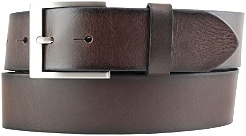 BELTINGER Herren-Gürtel mit Edelstahl-Gürtelschnalle Vintage-Look 4 cm | Jeans-Gürtel aus Vollrindleder für Herren 40mm | Mit geschwärzten Kanten | Braun 90cm von BELTINGER