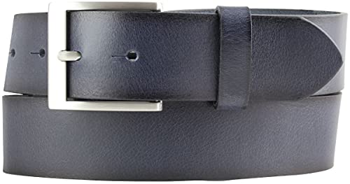 BELTINGER Herren-Gürtel mit Edelstahl-Gürtelschnalle Vintage-Look 4 cm | Jeans-Gürtel aus Vollrindleder für Herren 40mm | Mit geschwärzten Kanten | Marine 105cm von BELTINGER