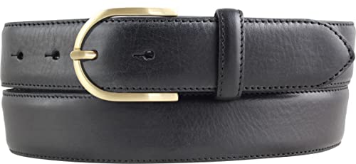 Hochwertiger Damengürtel aus Vollrindleder mit goldener Gürtelschließe 3,5 cm | Bombierter Ledergürtel Damen 35mm | Damen-Gürtel made in Italy | Schwarz 90cm von BELTINGER