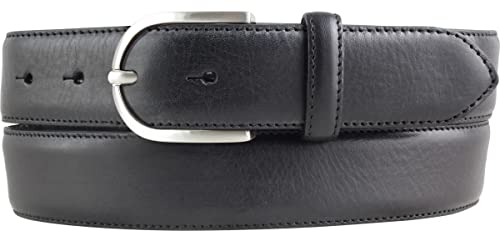 Hochwertiger Damengürtel aus Vollrindleder mit runder Gürtelschließe 3,5 cm | Bombierter Ledergürtel Damen 35mm | Damen-Gürtel made in Italy | Schwarz 85cm von BELTINGER