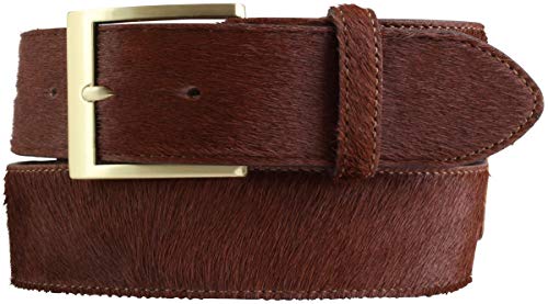 BELTINGER Hochwertiger Fell-Ledergürtel 4 cm | Kuh-Ledergürtel für Damen Herren 40mm | Fell-Gürtel mit massiver Dornschließe | Braun 80cm von BELTINGER