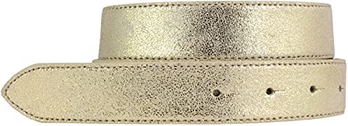 BELTINGER Hochwertiger Gürtel Metall-Optik Echt Leder ohne Schnalle 3 cm | Leder-Gürtel Metallic-Look 30mm | Gold 85cm von BELTINGER