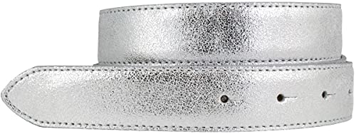 BELTINGER Hochwertiger Gürtel Metall-Optik Echt Leder ohne Schnalle 3 cm | Leder-Gürtel Metallic-Look 30mm | Silber 95cm von BELTINGER