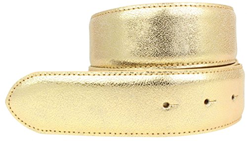 BELTINGER Hochwertiger Gürtel Metall-Optik Echt Leder ohne Schnalle 4 cm | Leder-Gürtel Metallic-Look 40mm | Gold 95cm von BELTINGER