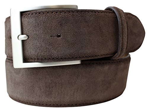 BELTINGER Hochwertiger Gürtel mit Edelstahl-Gürtelschnalle aus Veloursleder 4 cm | Velour-Ledergürtel für Damen Herren 40mm | Wildleder-Gürtel 4cm | Dunkelbraun 100cm von BELTINGER