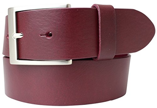 BELTINGER Hochwertiger Gürtel mit Edelstahl-Gürtelschnalle aus Vollrindleder 4 cm | Jeans-Gürtel für Damen Herren 40mm | Vollleder-Gürtel | Bordeaux 110cm von BELTINGER