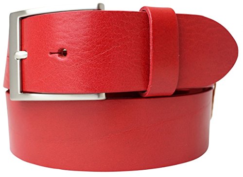 BELTINGER Hochwertiger Gürtel mit Edelstahl-Gürtelschnalle aus Vollrindleder 4 cm | Jeans-Gürtel für Damen Herren 40mm | Vollleder-Gürtel | Rot 105cm von BELTINGER