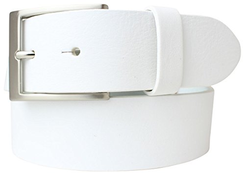 BELTINGER Hochwertiger Gürtel mit Edelstahl-Gürtelschnalle aus Vollrindleder 4 cm | Jeans-Gürtel für Damen Herren 40mm | Vollleder-Gürtel | Weiß 110cm von BELTINGER