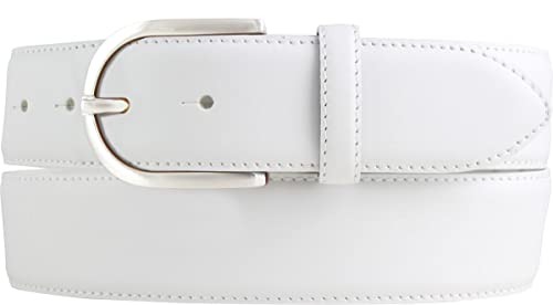 BELTINGER Hochwertiger Jeansgürtel aus Vollrindleder 4,0 cm | Bombierter Ledergürtel Damen 40mm | Jeans-Gürtel made in Italy | Weiß 85cm von BELTINGER