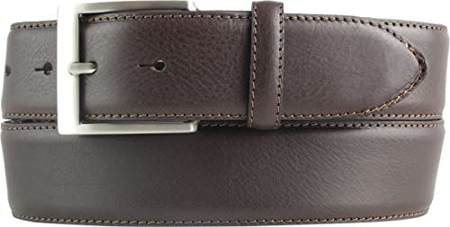 Hochwertiger Jeansgürtel aus Vollrindleder 4,0 cm | Bombierter Ledergürtel Herren 40mm | Jeans-Gürtel mit Edelstahl-Gürtelschnalle made in Italy | Braun 95cm von BELTINGER