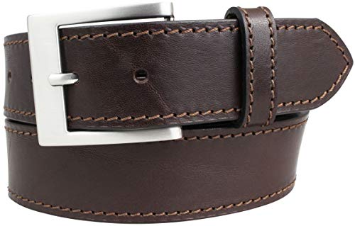 BELTINGER Hochwertiger Jeansgürtel aus Vollrindleder mit Naht 4 cm | Ledergürtel für Damen Herren 40mm | Jeans-Gürtel | Braun 100cm von BELTINGER