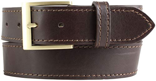 BELTINGER Hochwertiger Jeansgürtel aus Vollrindleder mit Naht 4 cm | Ledergürtel mit goldener Gürtelschnalle 40mm | Braun 100cm von BELTINGER