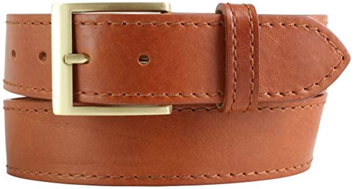 BELTINGER Hochwertiger Jeansgürtel aus Vollrindleder mit Naht 4 cm | Ledergürtel mit goldener Gürtelschnalle 40mm | Tabac 105cm von BELTINGER