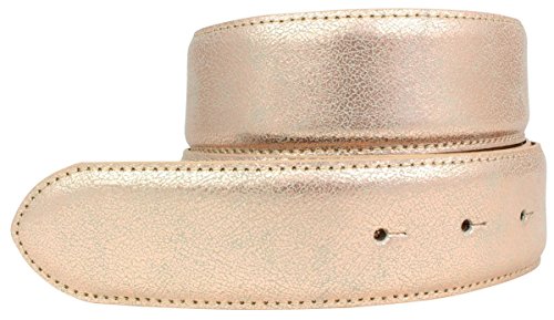 BELTINGER Hochwertiger Wechselgürtel Metall-Optik ohne Schnalle 4 cm | Druckknopf-Gürtel Metallic-Look 40mm | 4cm Echt Leder | Roségold 85cm von BELTINGER