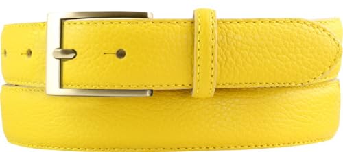 BELTINGER Italienischer Anzug-Gürtel, 30 mm breit, Herren, Anzuggürtel, Hosengürtel, strukturiertes Leder, Schließe Gold | Gelb 100cm von BELTINGER