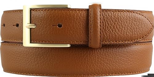 BELTINGER Italienischer Anzug-Gürtel, 35 mm breit, Herren, Anzuggürtel, Hosengürtel, strukturiertes Leder, Schließe Gold | Tabac 95cm von BELTINGER