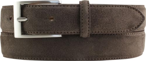 BELTINGER Italienischer Veloursleder-Gürtel, 30 mm breit, Herren, Wildleder, Anzuggürtel, Hosengürtel, Schließe Silber | Dunkelbraun 120cm von BELTINGER