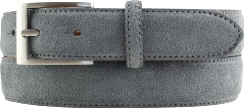 BELTINGER Italienischer Veloursleder-Gürtel, 30 mm breit, Herren, Wildleder, Anzuggürtel, Hosengürtel, Schließe Silber | Dunkelgrau 120cm von BELTINGER