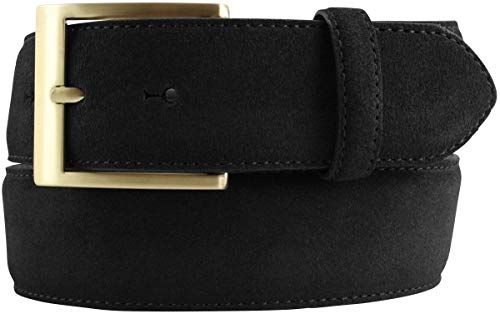 BELTINGER Jeans-Gürtel aus Veloursleder mit goldener Gürtelschnalle 4 cm | Velour-Ledergürtel 40mm | Herren-Gürtel Wildleder-Gürtel 4cm | Schwarz 80cm von BELTINGER