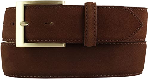 BELTINGER Jeans-Gürtel aus Veloursleder mit goldener Gürtelschnalle 4 cm | Velour-Ledergürtel 40mm | Herren-Gürtel Wildleder-Gürtel 4cm | Tabac 80cm von BELTINGER