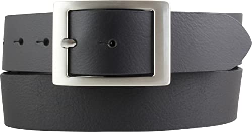BELTINGER Jeansgürtel aus Vollbüffelleder mit Doppel-Schnalle 4 cm | Jeans-Gürtel für Herren 40mm | Leder-Gürtel aus Büffelleder 4cm | Schwarz 95cm von BELTINGER