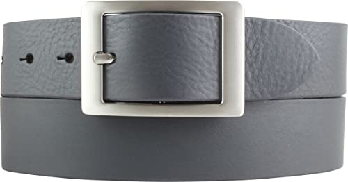 BELTINGER Jeansgürtel aus Vollrindleder 4 cm | Jeans-Gürtel für Damen Herren 40mm | Leder-Gürtel mit Doppel-Schließe | Dunkelgrau 105cm von BELTINGER