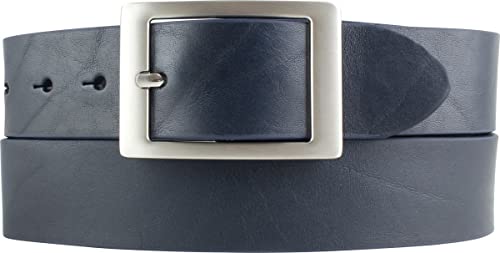 BELTINGER Jeansgürtel aus Vollrindleder 4 cm | Jeans-Gürtel für Damen Herren 40mm | Leder-Gürtel mit Doppel-Schließe | Marine 95cm von BELTINGER