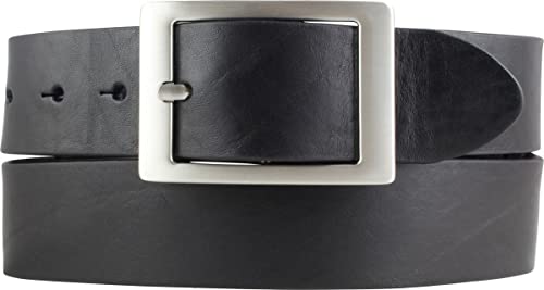 BELTINGER Jeansgürtel aus Vollrindleder 4 cm | Jeans-Gürtel für Damen Herren 40mm | Leder-Gürtel mit Doppel-Schließe | Schwarz 105cm von BELTINGER
