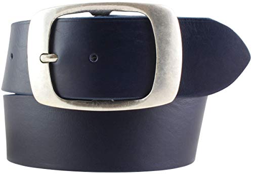 BELTINGER Jeansgürtel aus Vollrindleder 5 cm mit Doppel-Schnalle | Leder-Gürtel 50mm | Breiter Ledergürtel aus echtem Leder | Marine 95cm von BELTINGER