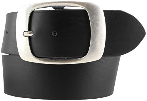 BELTINGER Jeansgürtel aus Vollrindleder 5 cm mit Doppel-Schnalle | Leder-Gürtel 50mm | Breiter Ledergürtel aus echtem Leder | Schwarz 95cm von BELTINGER