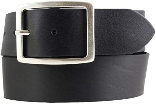 BELTINGER Jeansgürtel aus Vollrindleder mit Doppel-Schnalle 4,5 cm | Leder-Gürtel für Damen 45mm | Breiter Ledergürtel | Schwarz 110cm von BELTINGER