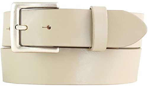 BELTINGER Jeansgürtel aus Vollrindleder mit altsilberner Gürtelschließe 4 cm | Jeans-Gürtel für Damen Herren 40mm | Leder-Gürtel | Beige 85cm von BELTINGER