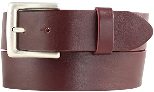 BELTINGER Jeansgürtel aus Vollrindleder mit altsilberner Gürtelschließe 4 cm | Jeans-Gürtel für Damen Herren 40mm | Leder-Gürtel | Bordeaux 110cm von BELTINGER