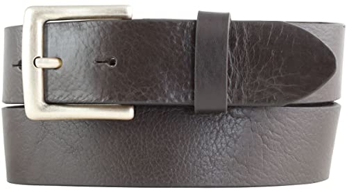 BELTINGER Jeansgürtel aus Vollrindleder mit altsilberner Gürtelschließe 4 cm | Jeans-Gürtel für Damen Herren 40mm | Leder-Gürtel | Braun 105cm von BELTINGER