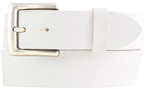 BELTINGER Jeansgürtel aus Vollrindleder mit altsilberner Gürtelschließe 4 cm | Jeans-Gürtel für Damen Herren 40mm | Leder-Gürtel | Weiß 80cm von BELTINGER