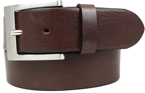 BELTINGER Jeansgürtel mit Edelstahl-Gürtelschnalle aus Vollrindleder 4 cm | Ledergürtel für Damen Herren 40mm | Jeans-Gürtel | Braun 110cm von BELTINGER